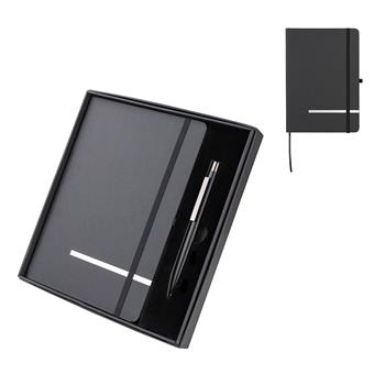 Kit Escritório Caderno tamanho A5 com capa dura e Caneta Metal Personalizado