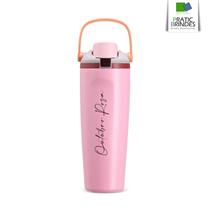 Garrafa Térmica Personalizada em Inox 850ml com Tampa, Canudo e Alça de Mão
