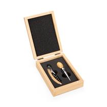 Kit Vinho Personalizado com Saca-Rolhas e Tampa em Inox e Bambu com Estojo Magnético