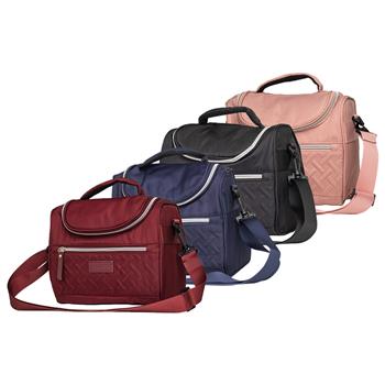 Bolsa Térmica Personalizada 9 Litros em Poliéster com Detalhes em Couro Sintético e Dois Compartimentos