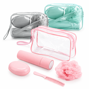 Kit de Viagem Personalizado com 4 Acessórios e Nécessaire em PVC