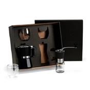 Kit Café Personalizado com Cafeteira Italiana Moedor Manual e Copos de Vidro 250ml